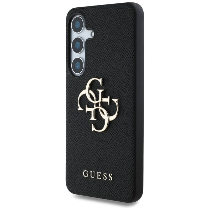 Husa originala Guess Samsung Galaxy S25 Hardcase 4G Grained Big and Classic Logo, negru, GUHCS25SPGT4MBK