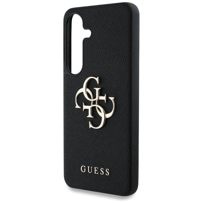 Husa originala Guess Samsung Galaxy S25 Hardcase 4G Grained Big and Classic Logo, negru, GUHCS25SPGT4MBK