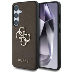 Husa originala Guess Samsung Galaxy S25 Hardcase 4G Grained Big and Classic Logo, maro, GUHCS25SPGT4MBW