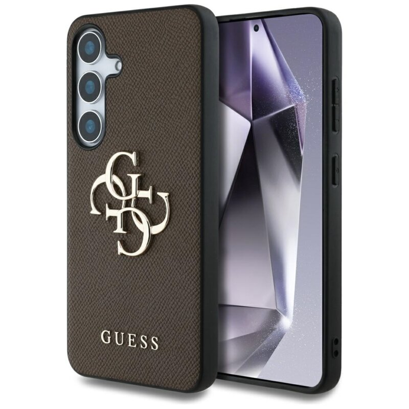 Husa originala Guess Samsung Galaxy S25 Hardcase 4G Grained Big and Classic Logo, maro, GUHCS25SPGT4MBW