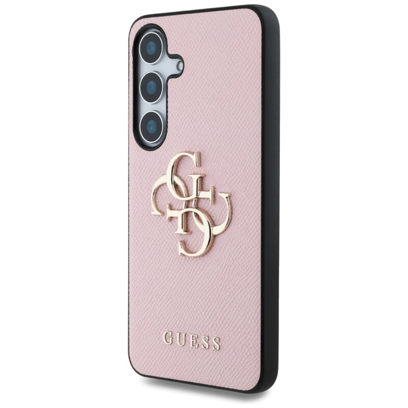Husa originala Guess Samsung Galaxy S25 Hardcase 4G Grained Big and Classic Logo, roz, GUHCS25SPGT4MBP