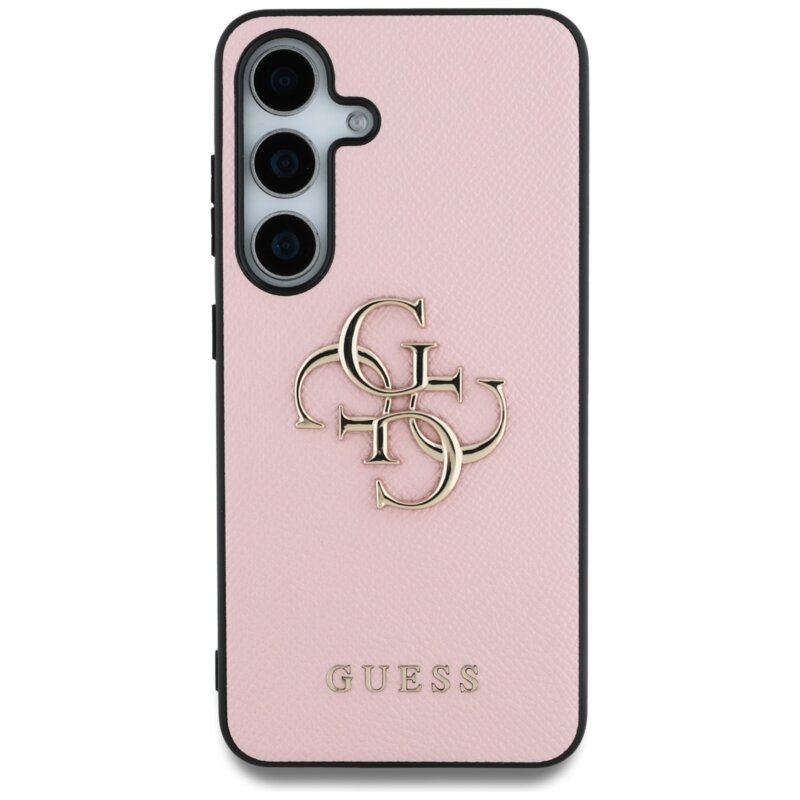Husa originala Guess Samsung Galaxy S25 Hardcase 4G Grained Big and Classic Logo, roz, GUHCS25SPGT4MBP