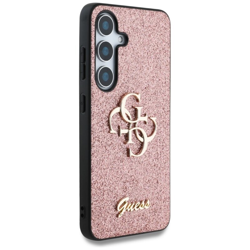 Husa Guess Glitter Script Big 4G Logo Samsung Galaxy S25, roz, GUHCS25SHG4SGP