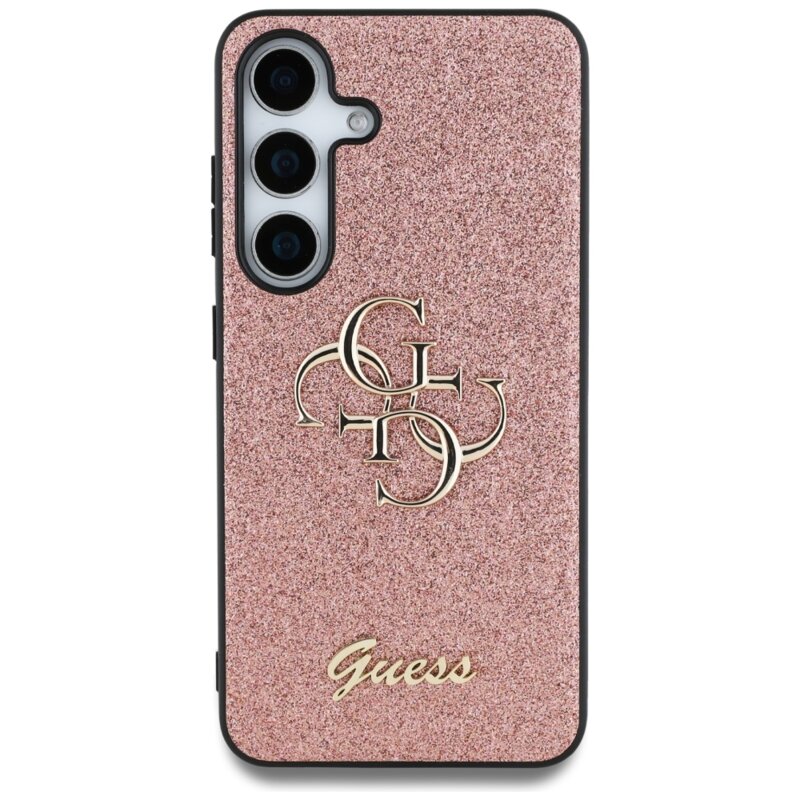 Husa Guess Glitter Script Big 4G Logo Samsung Galaxy S25, roz, GUHCS25SHG4SGP