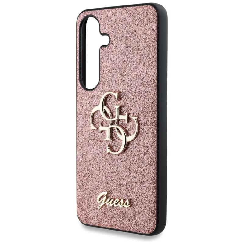 Husa Guess Glitter Script Big 4G Logo Samsung Galaxy S25, roz, GUHCS25SHG4SGP