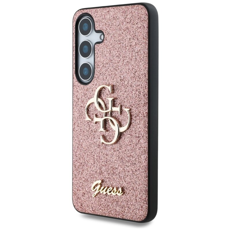 Husa Guess Glitter Script Big 4G Logo Samsung Galaxy S25 Plus, roz, GUHCS25MHG4SGP