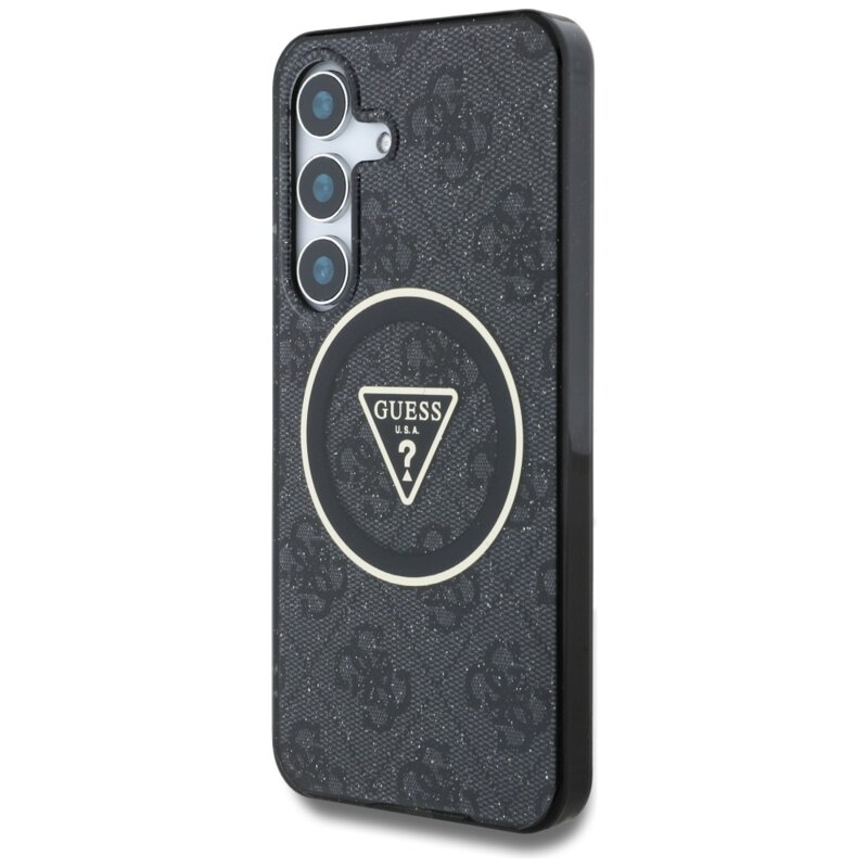 Husa Samsung Galaxy S25 Plus originala Guess IML Metal Glitter 4G Circle Triangle MagSafe, negru, GUHMS25MHG4PRTGK