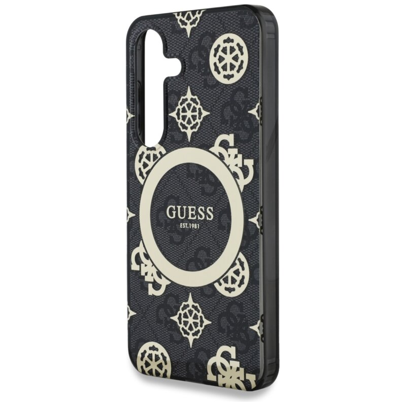 Husa Samsung Galaxy S25 originala Guess IML Peony On 4G Background MagSafe, negru, GUHMS25SH4PYEEK