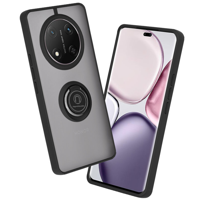 Husa Honor X9c Techsuit Glinth cu inel suport stand magnetic, negru