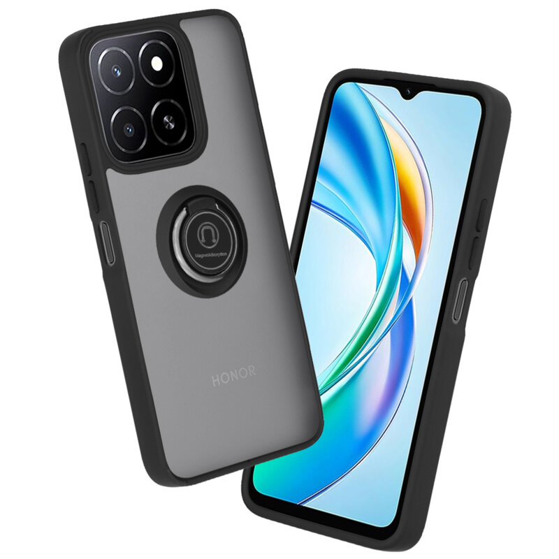 Husa Honor X5b Techsuit Glinth cu inel suport stand magnetic, negru
