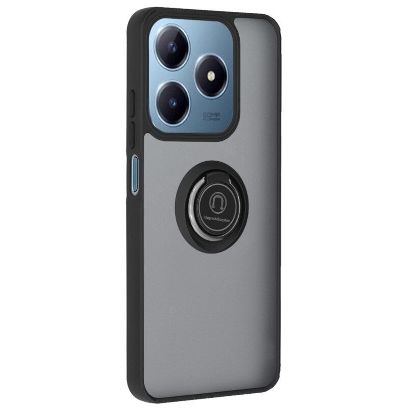 Husa Realme C63 Techsuit Glinth cu inel suport stand magnetic, negru