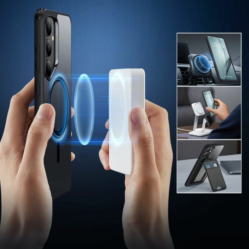 Husa Samsung Galaxy S25 Plus ESR Classic Hybrid HaloLock, negru/transparenta