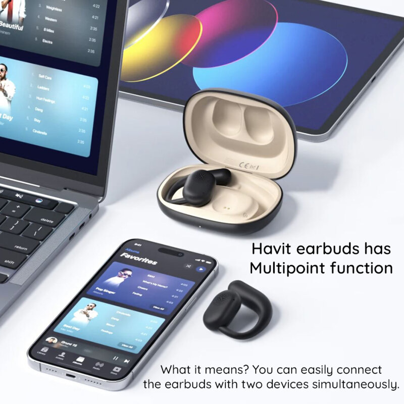 Casti sport Bluetooth TWS, in-ear, 500mAh Havit OWS914, negru