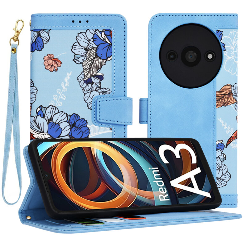 Husa personalizata fete Xiaomi Redmi A3x Techsuit FlipCraft, bleu