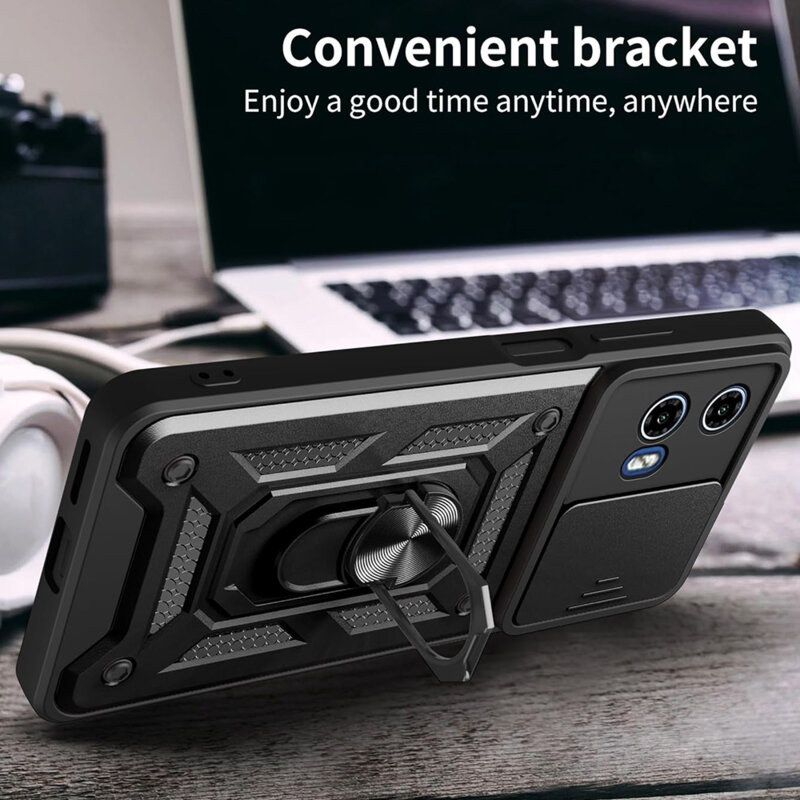 Husa Motorola Moto E15 protectie camera Techsuit CamShield Series, negru