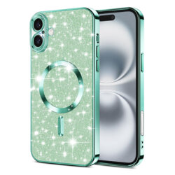 Husa premium iPhone 16 Plus Techsuit Luxury Glitter MagSafe, verde deschis