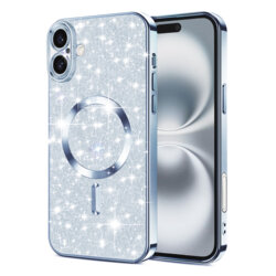 Husa premium iPhone 16 Plus Techsuit Luxury Glitter MagSafe, bleu