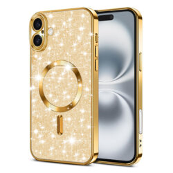 Husa premium iPhone 16 Plus Techsuit Luxury Glitter MagSafe, auriu