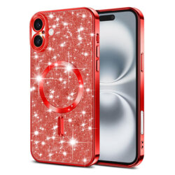 Husa premium iPhone 16 Plus Techsuit Luxury Glitter MagSafe, rosu