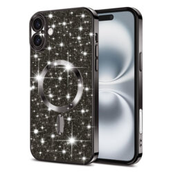 Husa premium iPhone 16 Plus Techsuit Luxury Glitter MagSafe, negru