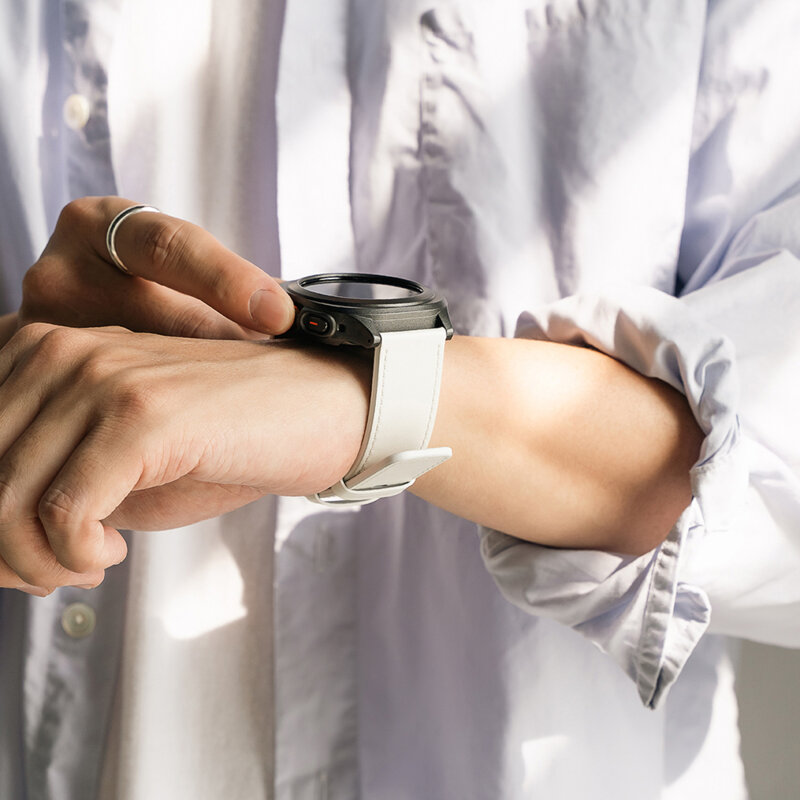 Curea Ceas 24 mm Ringke Leather One Basic Bold, White