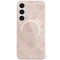 Husa Samsung Galaxy S25 originala Guess IML Peony On 4G Background MagSafe, roz, GUHMS25SH4PYEEP