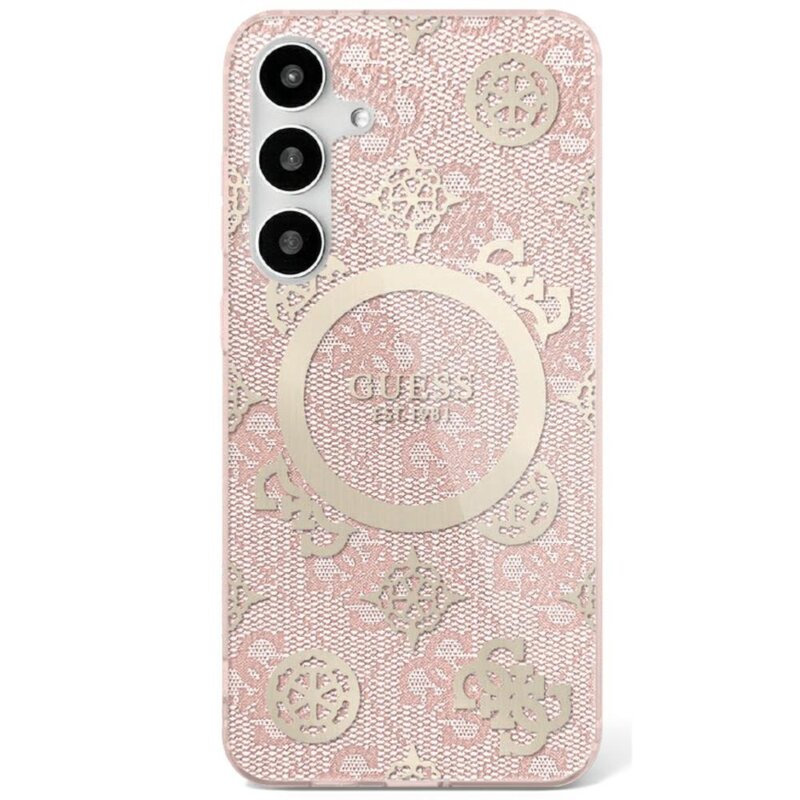 Husa Samsung Galaxy S25 originala Guess IML Peony On 4G Background MagSafe, roz, GUHMS25SH4PYEEP