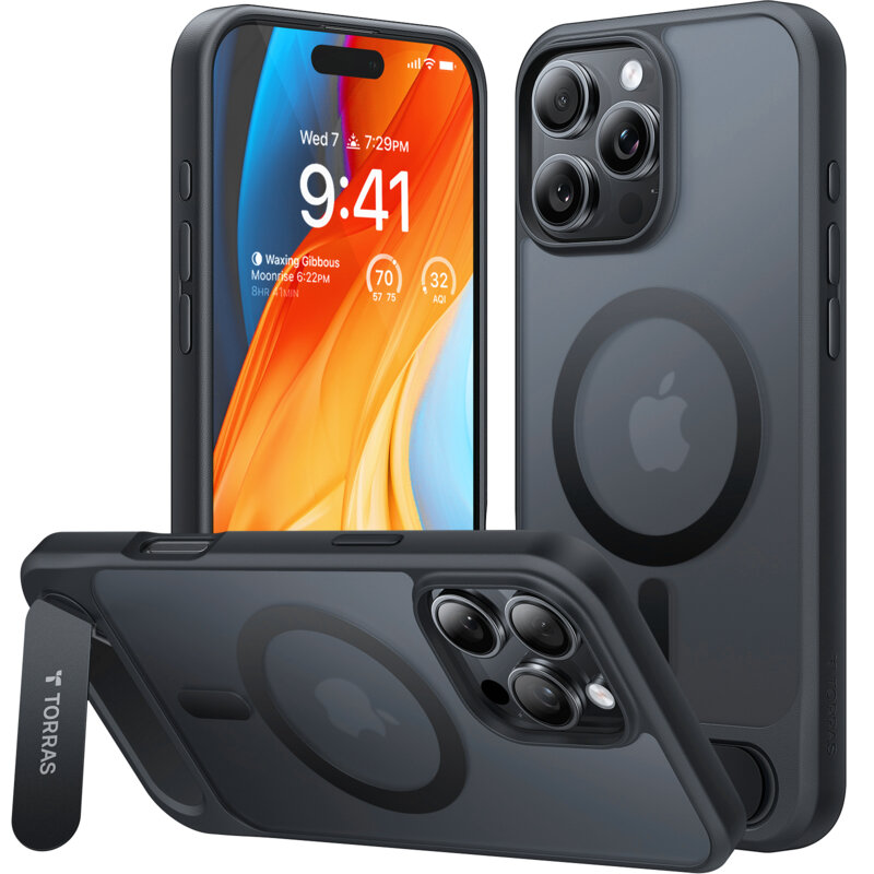 Husa iPhone 16 Pro Max Torras Pstand MagSafe, negru