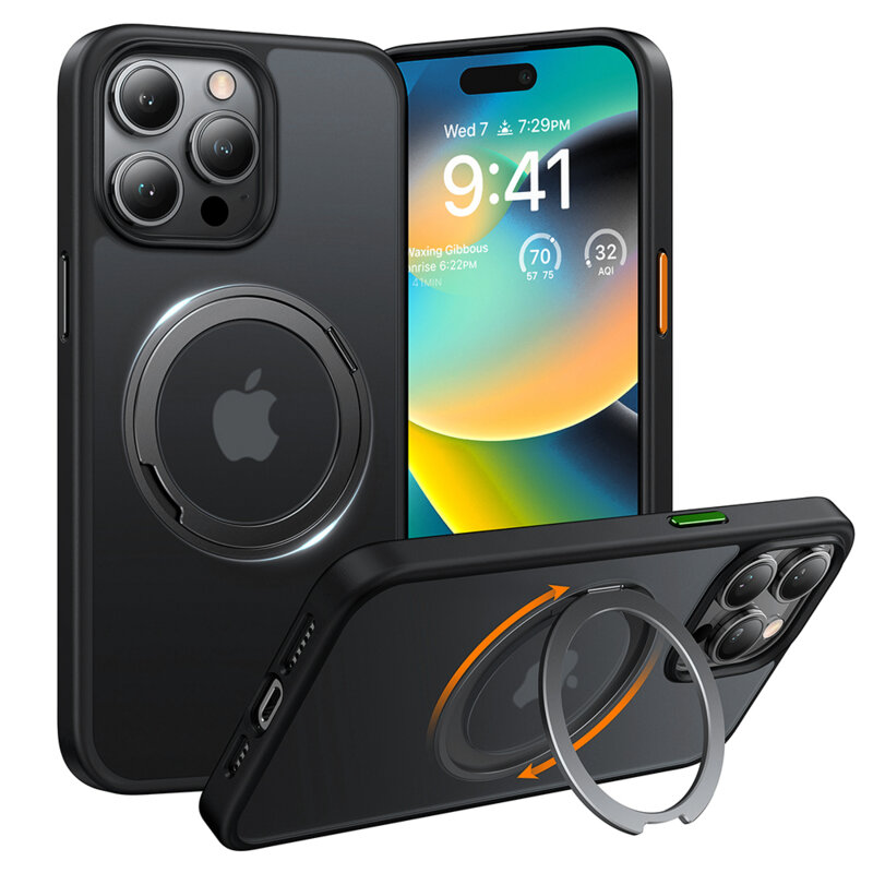 Husa iPhone 15 Pro Max Torras Ostand Pro Series, negru
