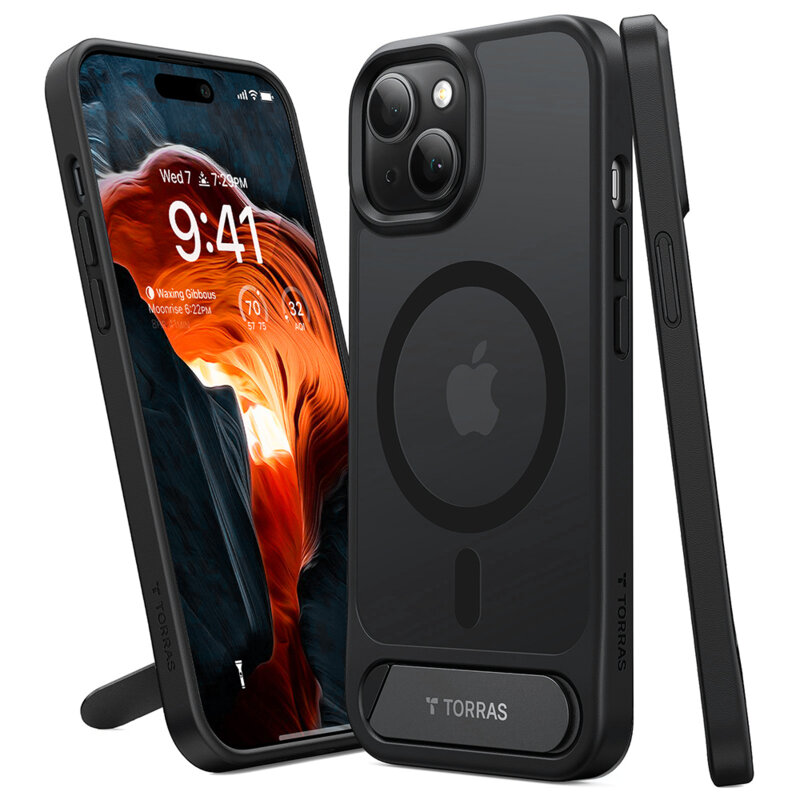 Husa iPhone 15 Plus Torras Pstand, negru