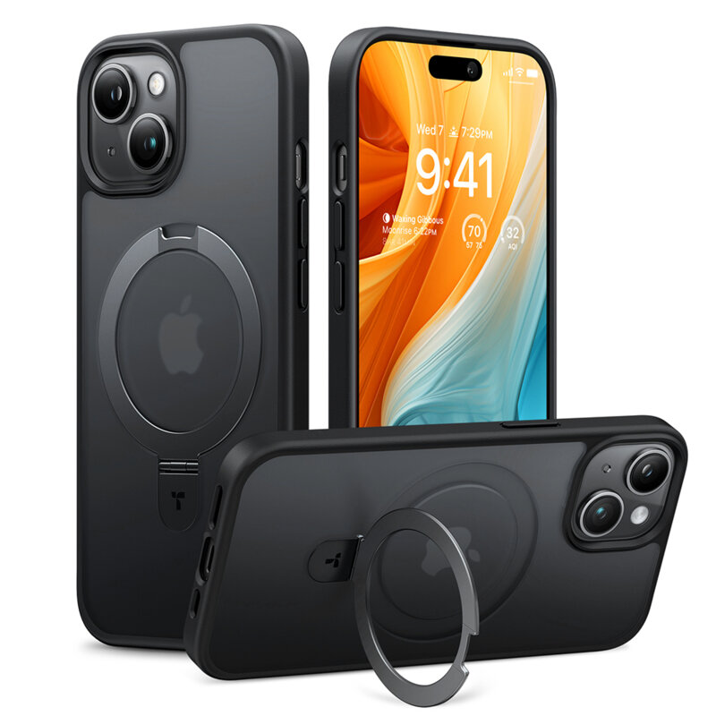 Husa iPhone 15 Torras Ostand Series, negru