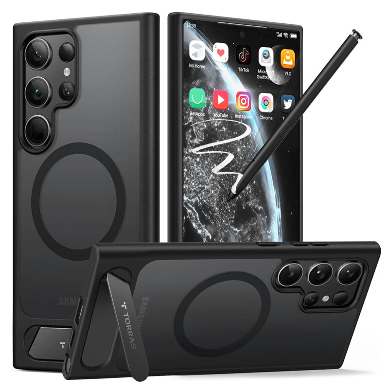 Husa Samsung Galaxy S24 Ultra Torras Pstand, negru