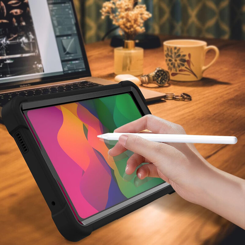 [Pachet 360°] Husa + folie sticla Xiaomi Redmi Pad SE 4G Techsuit Rugged TabShell, negru