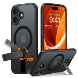 Husa iPhone 16 Torras Pstand Spin MagSafe, negru