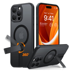 Husa iPhone 16 Pro Torras Pstand Spin MagSafe, negru
