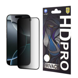 Folie sticla iPhone 16 Pro Lito HD Pro Privacy, negru