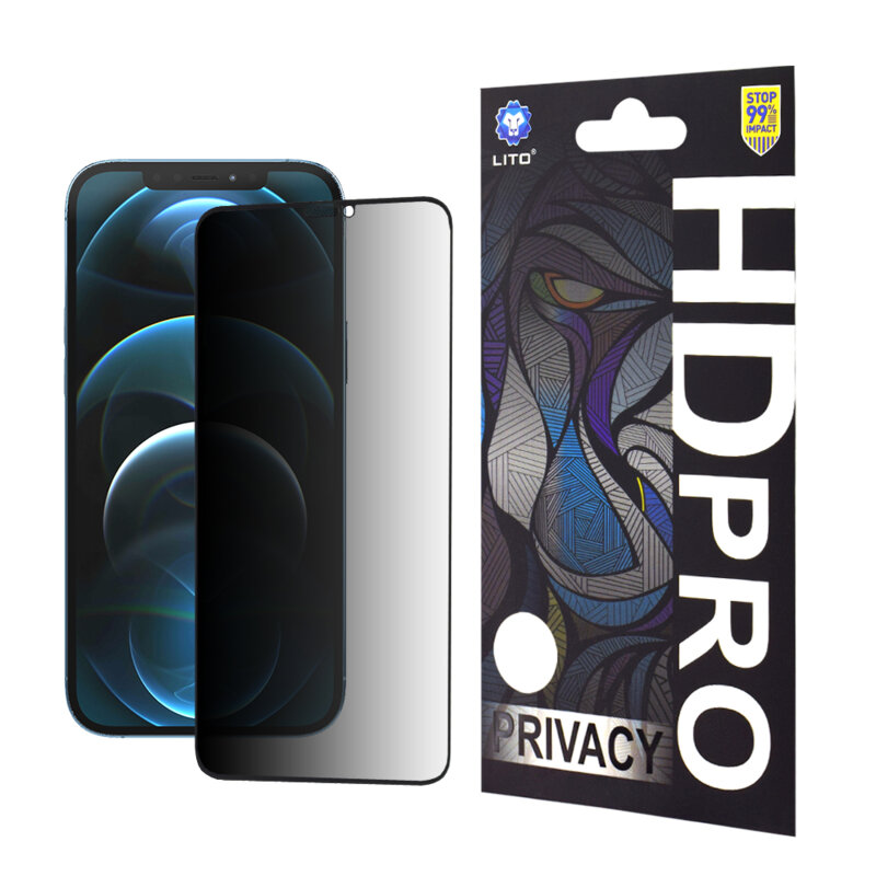 Folie sticla iPhone 12 Pro Max Lito HD Pro Privacy, negru