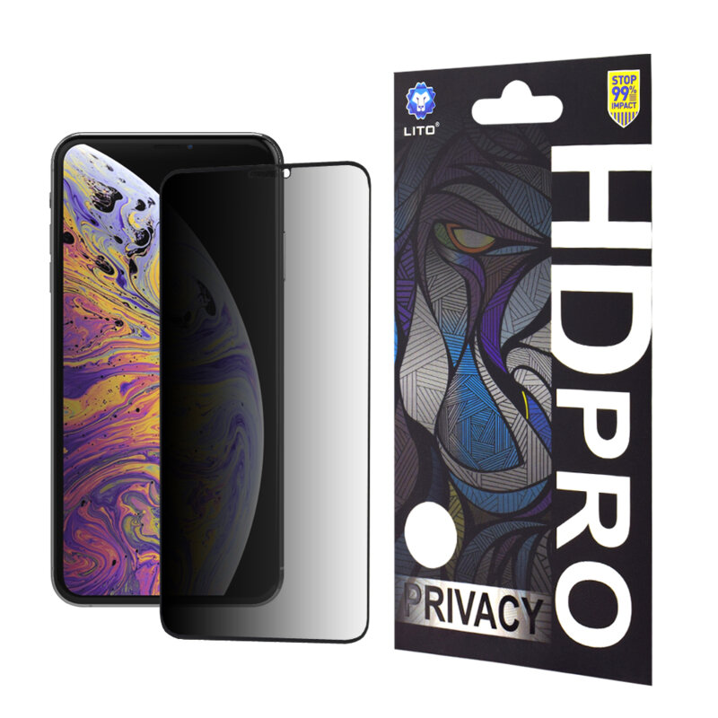 Folie sticla iPhone XS Max Lito HD Pro Privacy, negru
