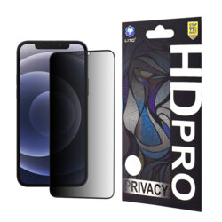 Folie sticla iPhone 12 Lito HD Pro Privacy, negru