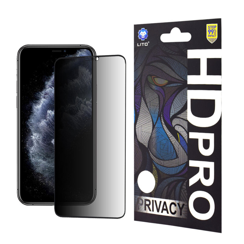 Folie sticla iPhone 11 Pro Lito HD Pro Privacy, negru