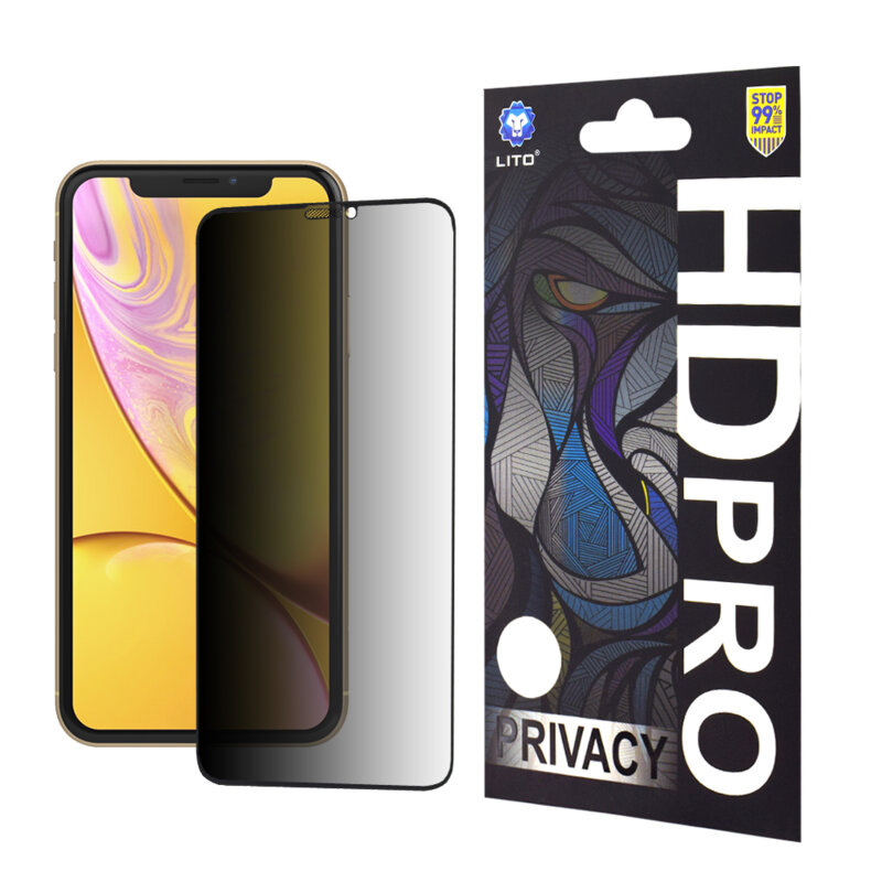 Folie sticla iPhone XR Lito HD Pro Privacy, negru