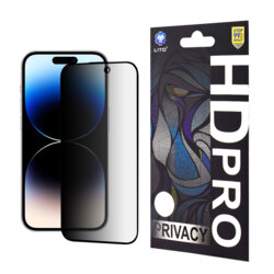 Folie sticla iPhone 14 Pro Lito HD Pro Privacy, negru