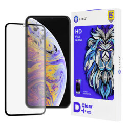 Folie sticla iPhone XS Max Lito D+ Pro Clear, negru