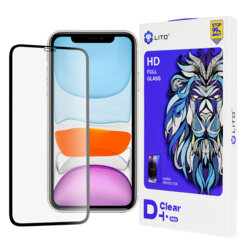 Folie sticla iPhone 11 Lito D+ Pro Clear, negru