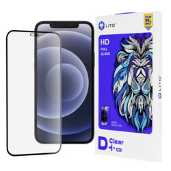 Folie sticla iPhone 12 Lito D+ Pro Clear, negru