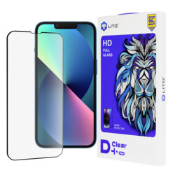 Folie sticla iPhone 13 Lito D+ Pro Clear, negru