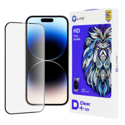 Folie sticla iPhone 14 Pro Lito D+ Pro Clear, negru