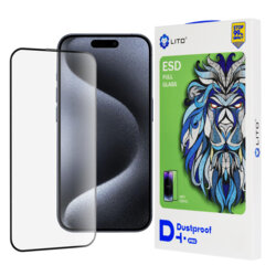 Folie sticla iPhone 15 Pro Lito D+ Pro Dustproof, negru