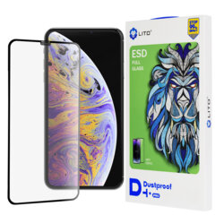 Folie sticla iPhone XS Max Lito D+ Pro Dustproof, negru