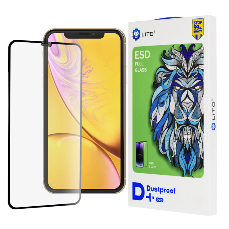 Folie sticla iPhone XR Lito D+ Pro Dustproof, negru
